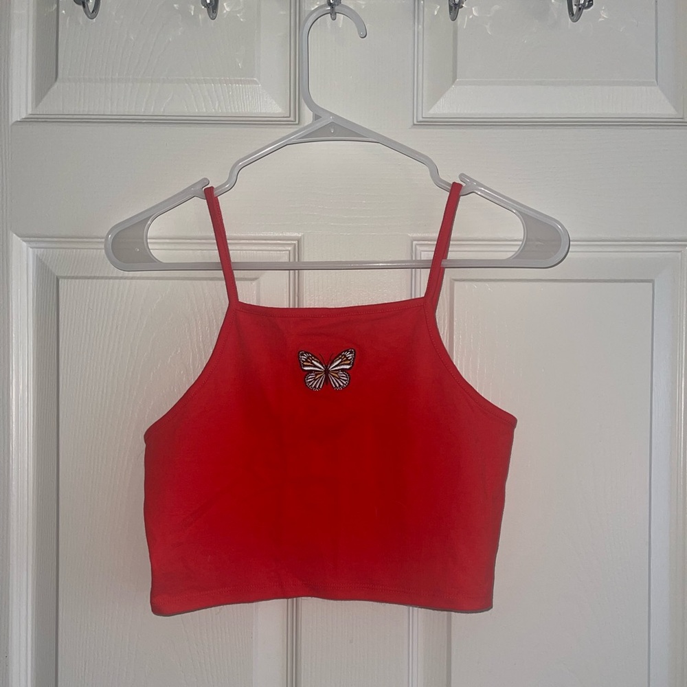 Orange Butterfly Crop Top